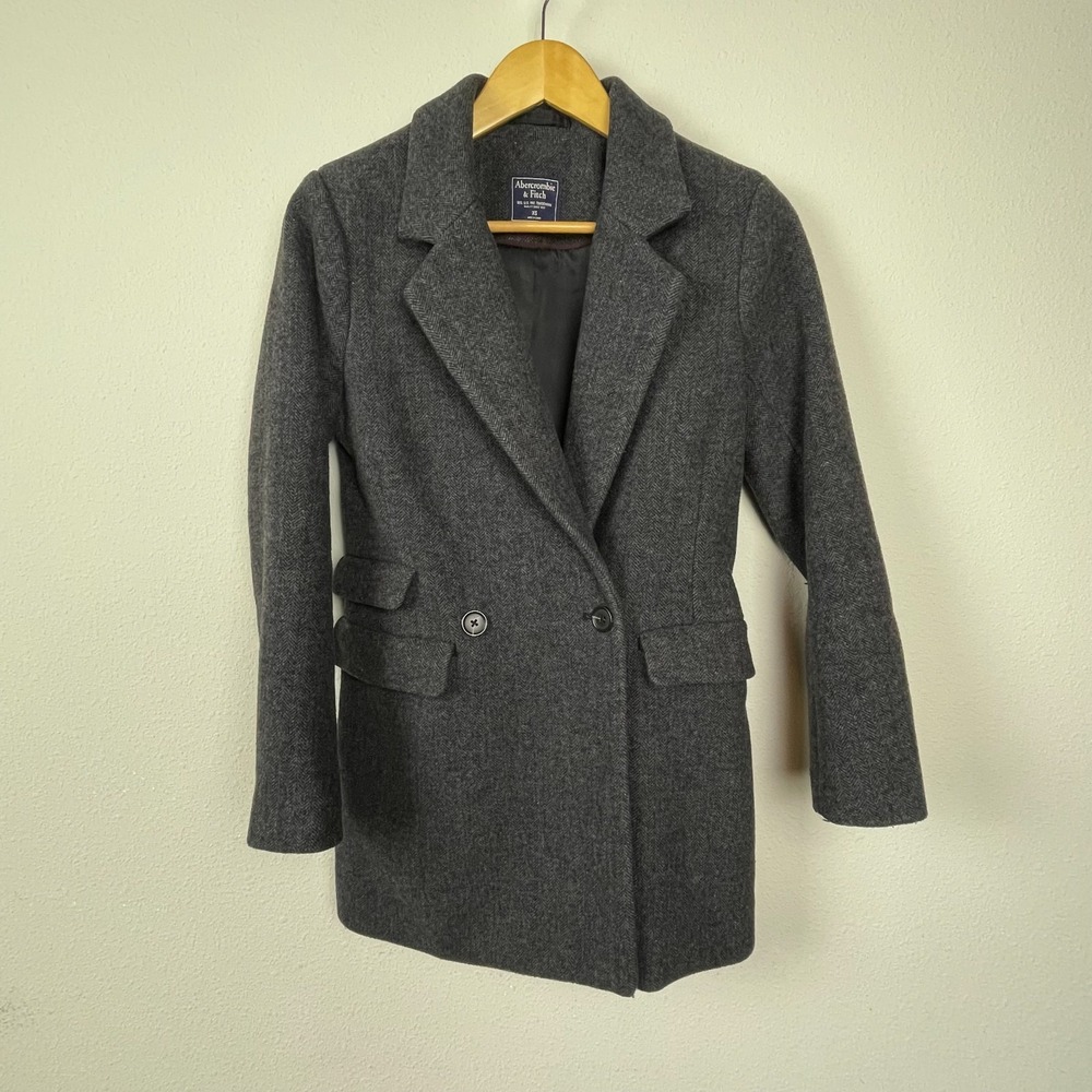 Abercrombie & Fitch Women's‎ XS Gray Wool Blend Long Line Blazer Coat Classic